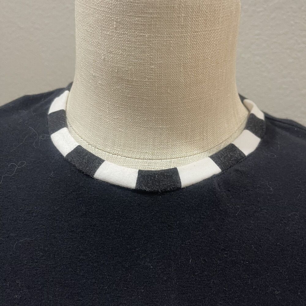 Handmade Black and White and Stripes Colorblocked asymmeterical Tunic, Size M - Picture 8 of 8